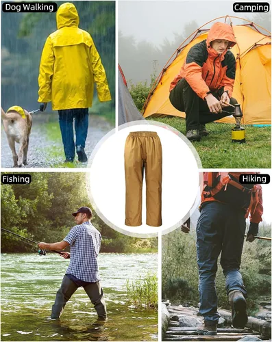 Miniatura 7 de iCreek Pantalones de lluvia para hombre, impermeables, transpirables, resistentes al viento, ligeros, para trabajo, lluvia, exteriores, senderismo