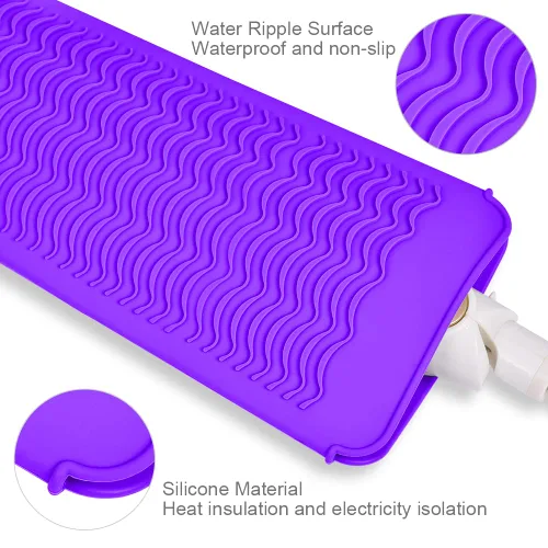Miniatura 7 de IKOCO Guantes térmicos para peinar el cabello, 2 guantes resistentes al calor con bolsa de silicona para rizador, plancha plana, alisador, Rosa
