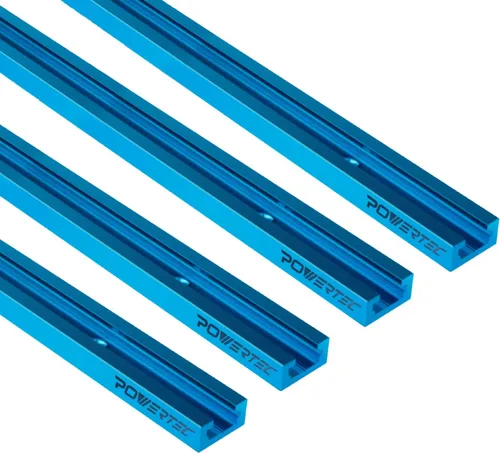 Miniatura 10 de POWERTEC 71066 - Riel en T universal de perfil de doble corte de 36 pulgadas con agujeros de montaje preperforados, 1PK, riel en T para plantillas