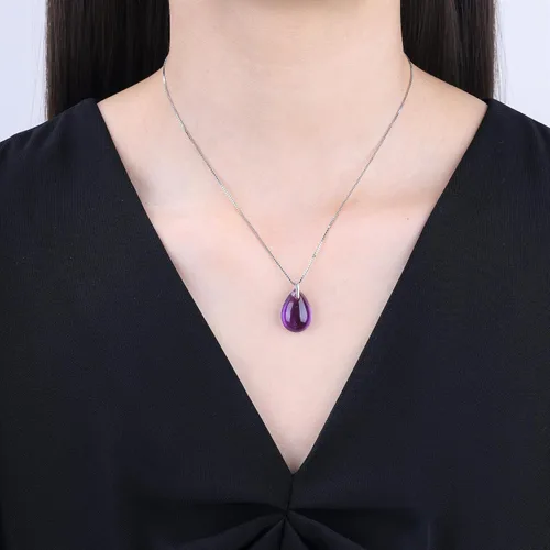 Miniatura 2 de COAI Collar de cristal curativo con lágrima plateada para mujer