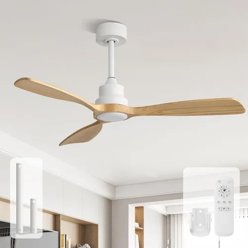 Miniatura 24 de Sofucor Ventiladores de techo de 52 pulgadas, sin luz, ventilador de techo para exteriores con control remoto, motor CC reversible de 3 cuchillas