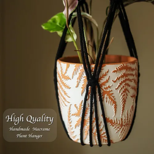 Miniatura 4 de 2 Piezas Colgadores de Macramé para Plantas de Interior, Maceteros Colgantes de Macramé Grandes para Macetas de hasta 10 pulgadas, Sin Borlas