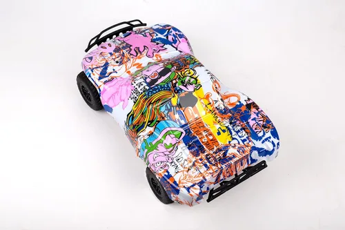 Miniatura 3 de Reemplazo de estilo de cerdo rosa con graffiti de cuerpo personalizado compatible para automóvil o camión RC escala 1/10 (camión no incluido)