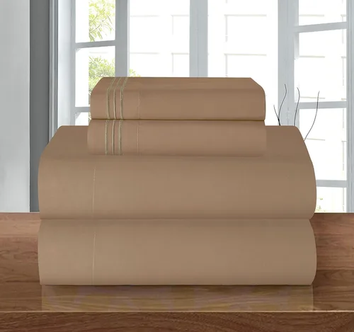 Miniatura 30 de Elegant Comfort - Juego de sábanas de 4 piezas de microfibra, 1500 hilos, sin arrugas, sábana bajera elástica, esquinas tipo bolsillos profundos