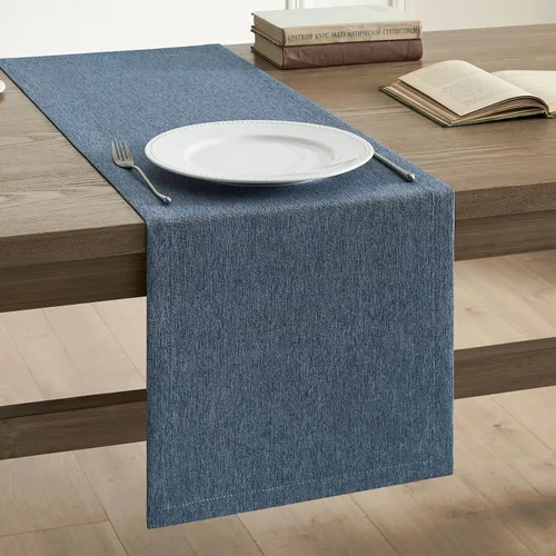 Miniatura 17 de ZeeMart Camino de mesa básico de lino, 14 x 36 pulgadas Azul Cambay, caminos de mesa rústicos de estilo granja color azul claro polvoriento de 36
