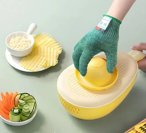 Miniatura 3 de Guantes resistentes a cortes, 2 pares de guantes resistentes a cortes de grado alimenticio, guantes de corte para cocina, pelado de ostras, Verde