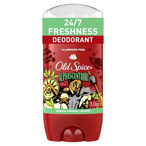 Old Spice Desodorante sin aluminio para hombres, protección contra olores 24/7, frescura 24/7 y aroma duradero, se pone transparente, Alphascentauri