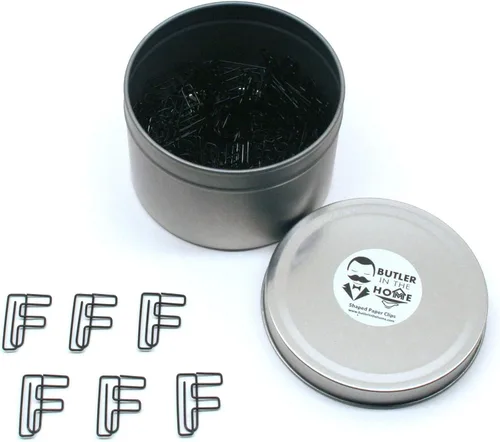 Miniatura 37 de Butler in the Home Elige tu letra favorita del alfabeto de la A a la Z o números del 0 al 9, 100 clips de papel de color negro para iniciales