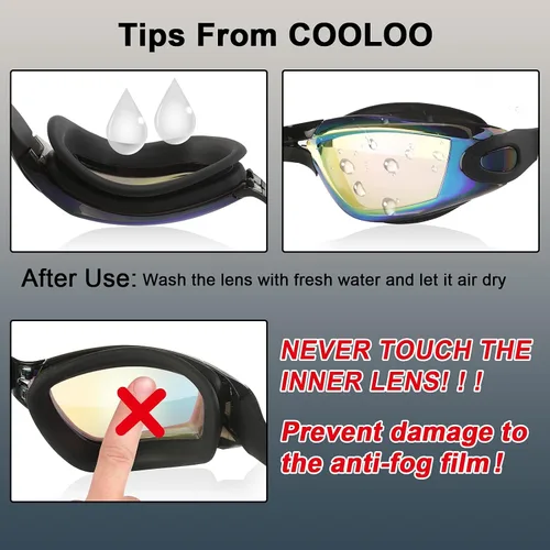 Miniatura 5 de COOLOO Gafas de natación, paquete de 2 gafas de natación para hombres y mujeres, gafas de natación para adultos, jóvenes, adolescentes, niños, gafas