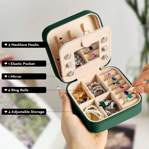 Miniatura 3 de Parima Regalos para amigas, hermana, organizador de joyas rosa con espejo, regalos para mujeres, amigas, regalos de cumpleaños, caja de joyería