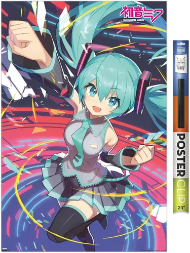 Miniatura 17 de Hatsune Miku - Póster de pared con puño, 22.4 pulgadas de largo x 14.7 pulgadas de ancho, versión enmarcada de madera de granero