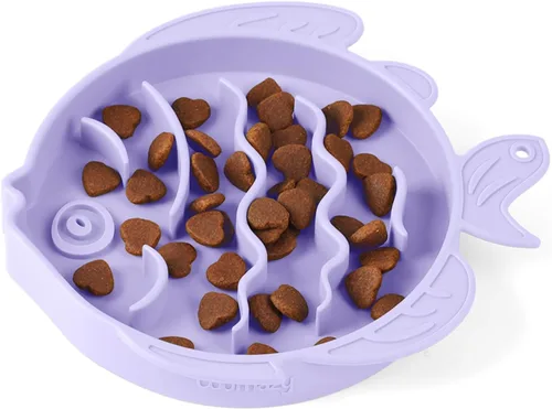 Miniatura 24 de Coomazy Cuencos de silicona de alimentación lenta para perros y gatos, juguete interactivo para mascotas para entrenamiento de alimentos