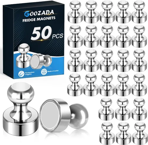 Miniatura 13 de Paquete de 10 imanes de nevera para adultos, imanes de metal fuerte, imanes redondos pequeños para refrigerador, pizarra blanca, casillero, pizarra