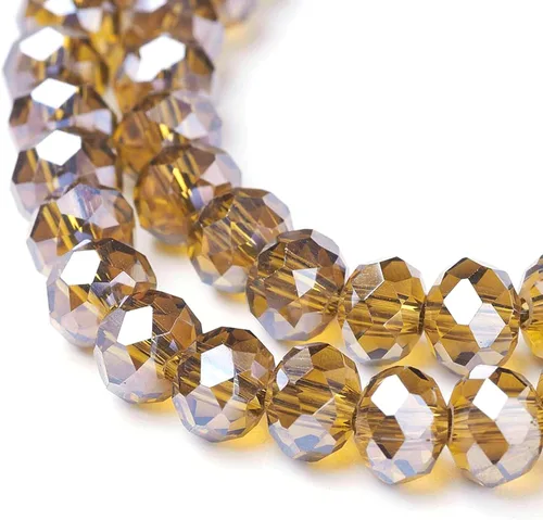 Miniatura 35 de Craftdady 10 hebras de cuentas de cristal galvanizado facetado de 0.157 pulgadas (0.157 in) chapadas en perlas brillantes pequeñas cuentas