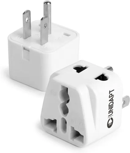 Adaptador de viaje de Reino Unido a EE. UU., adaptador de enchufe de India a EE. UU., Adaptadores Unidapt para EE. UU., 2 unidades, convertidor de