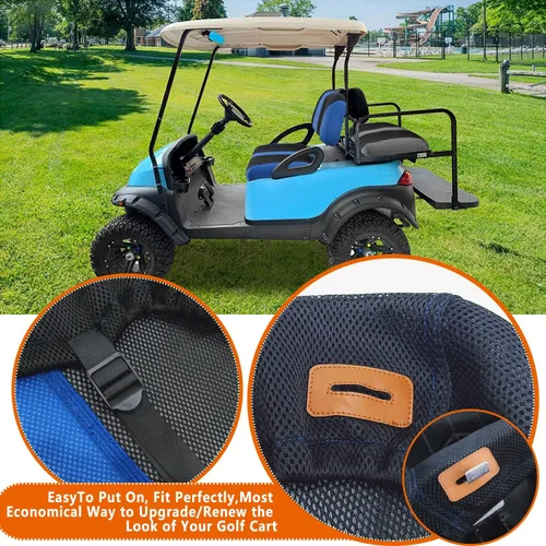 Miniatura 5 de Juego de fundas de asiento de carrito de golf, fundas para asientos delanteros de carrito de golf, ajuste para Club Car Precedent OEM, cojín de Azul