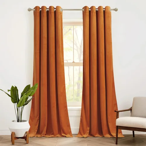 Miniatura 13 de RYB HOME Cortinas de terciopelo beige camello 84 pulgadas, cortinas gruesas de terciopelo para oscurecer la habitación para decoración de granja