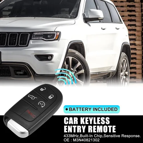 Miniatura 2 de X AUTOHAUX 2 unidades 433MHz M3N40821302 reemplazo sin llave remoto de entrada remoto para Jeep Grand Cherokee 2014-2020 5 botones con llave