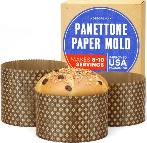Miniatura 15 de Molde de papel para panettone premium mediano - 18 oz Molde desechable para panettone de 5 pulgadas 500 g - 12 unidades de formas para hornear paska