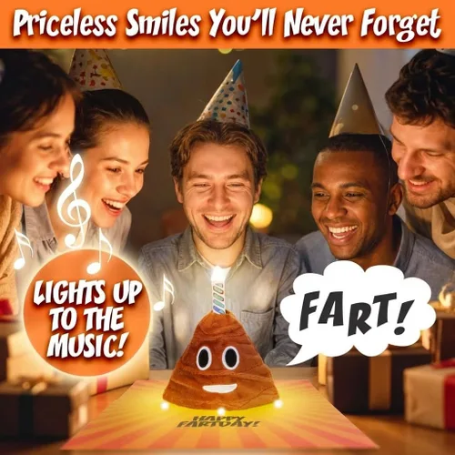 Miniatura 3 de Tarjeta de cumpleaños desplegable de felpa pedos, ilumina y reproduce una versión divertida de la música "Happy Birthday", divertidas tarjetas
