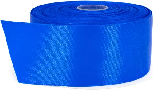 Miniatura 53 de Cinta de satén azul, 1/2 pulgada x 50 yardas, color sólido de doble cara, rollo de cinta gruesa y duradera, cinta 100% poliéster para envolver