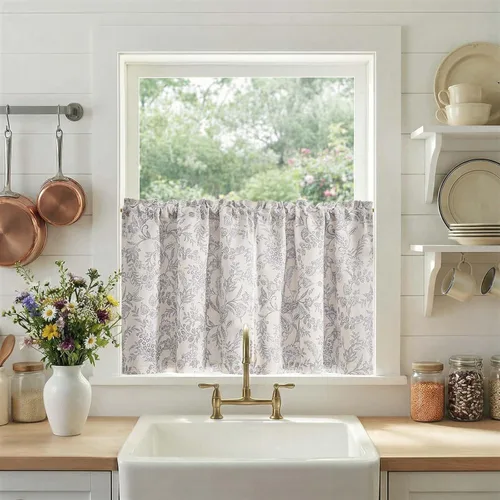 Miniatura 10 de Jinchan - Cortinas opacas del 95% para cocina estilo boho, cortinas de 24 pulgadas para cafetería, cortinas pequeñas estilo bohemio para dormitorio