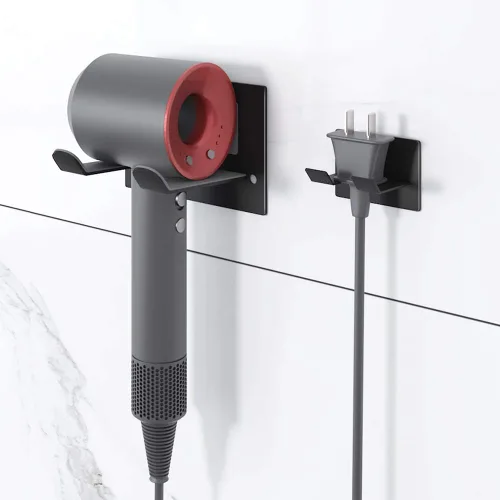 Miniatura 4 de XIGOO Soporte Autoadhesivo para Secador de Pelo Montado en Pared - Organizador de Estante Adhesivo para Secador de Pelo de Baño Compatible con Negro