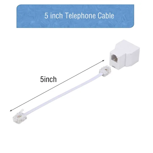 Miniatura 3 de LanSenSu Divisor de línea telefónica, divisor de teléfono, con enchufes RJ11 6P4C, adecuado para teléfono, máquina de fax, blanco, paquete de 1