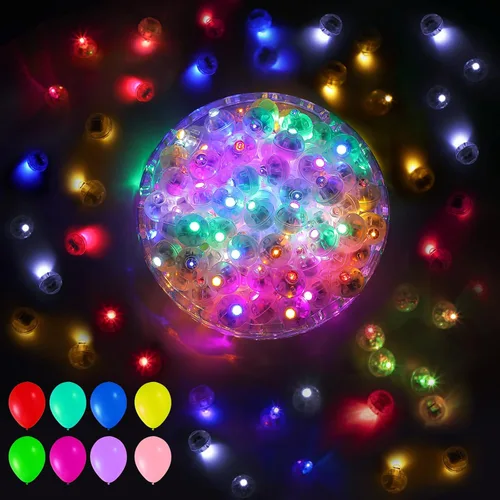 Miniatura 7 de Aogist 50 Piezas Luces para Globos Azules con Aro para Colgar, Mini Lámpara de Bola Redonda Pequeña Luz LED para Linternas de Papel y Vidrio