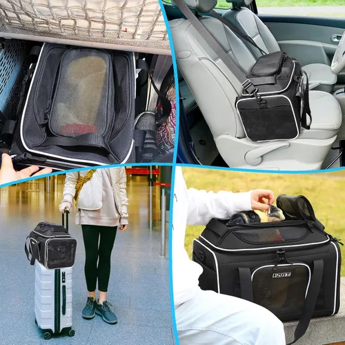 Miniatura 8 de Petskd Transportador de mascotas extensible superior de 17 x 11 x 9.5 pulgadas, aprobado por aerolíneas de Alaska, transportador de lados suaves