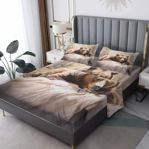 Miniatura 8 de Bear Sheets tamaño individual – Sábanas de microfibra suave y bolsillo profundo y sábanas con patrón sin arrugas, 3 piezas