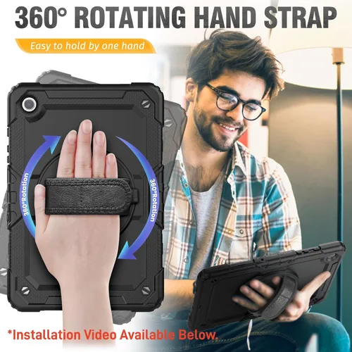 Miniatura 4 de HXCASEAC Funda para Samsung Galaxy Tab A9 de 8,7 pulgadas, protectora con protector de pantalla/correa de mano/soporte para bolígrafo, resistente a