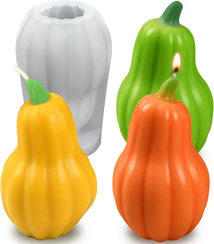 Miniatura 9 de 2 moldes de velas de calabaza para hacer velas, juego de moldes de silicona grandes y pequeños de Halloween para velas, cera de jabón, yeso, resina