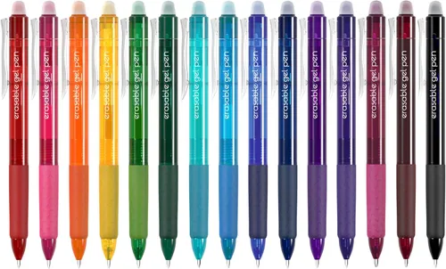 Miniatura 8 de Vanstek 18 bolígrafos de gel retráctiles borrables negros con clic, punta fina (0.7), haz que los errores desaparezcan, agarre cómodo premium, tinta