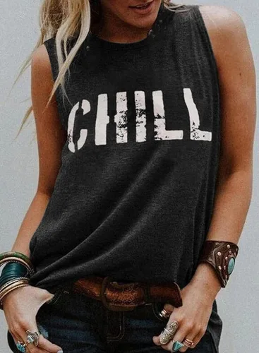 Miniatura 2 de Asvivid - Camisetas sin mangas para mujer, holgada, con cuello redondo, estampado de letras, diente de león, para verano, casuales
