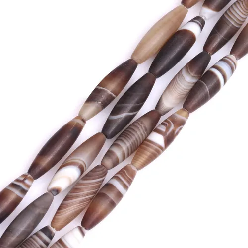 Miniatura 14 de GEM-Inside Stripe Botswana ágata cuentas sueltas naturales de 0.394 x 0.551 in Bronw Olivary Crystal Energy Stone Power para hacer joyas de 15