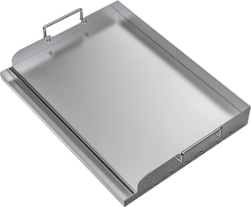 Skyflame Plancha Universal de Acero Inoxidable con Placa Plana Superior con Refuerzo de Calentamiento Uniforme para Parrillas de Carbón/Gas BBQ,