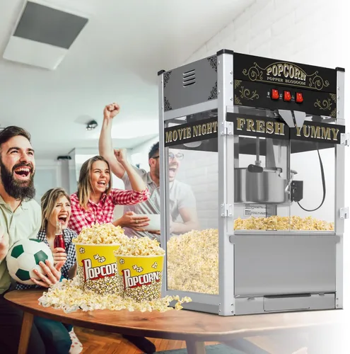 Miniatura 6 de Máquina de palomitas de maíz con carrito y ruedas, máquina de palomitas de maíz con hervidor de acero inoxidable de 20 onzas, máquina para hacer