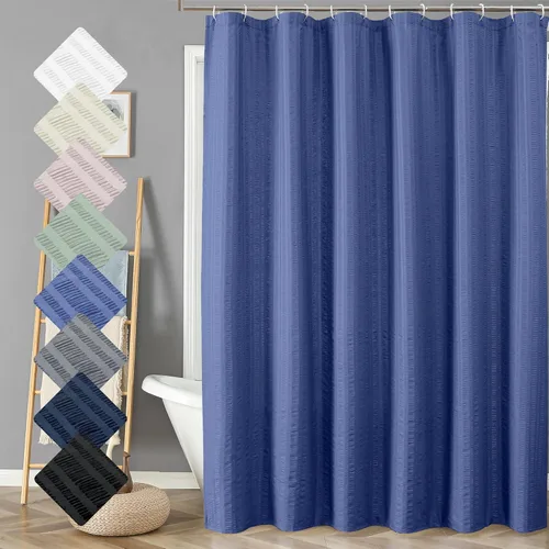 Miniatura 17 de Aiyufeng Moga - Cortina de ducha verde salvia, cortinas de ducha texturizadas en relieve 3D para baño, cortina de baño de tela de poliéster de lujo