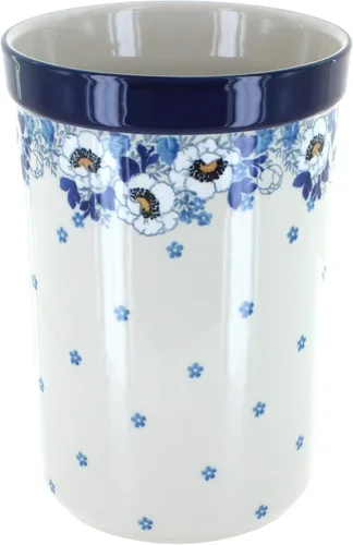 Miniatura 2 de Blue Rose - Tarro de utensilios de cerámica polaca Blue Posy - 7.75 x 5.5 pulgadas - Almacenamiento perfecto para encimera para cucharas, espátulas