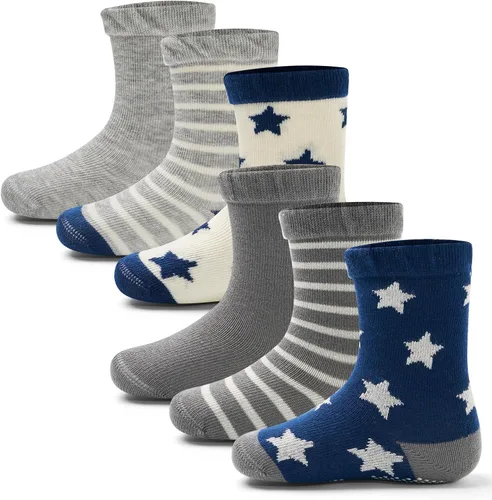 Miniatura 10 de Calcetines de algodón para bebés y niños pequeños con empuñaduras, antideslizantes, 6