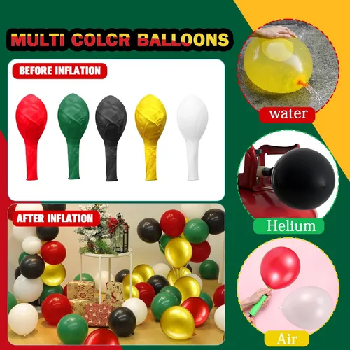 Miniatura 6 de Gejoy 60 globos de látex de confeti rojo y negro de 12 pulgadas con cinta para decoración del día de la independencia de la libertad, suministros