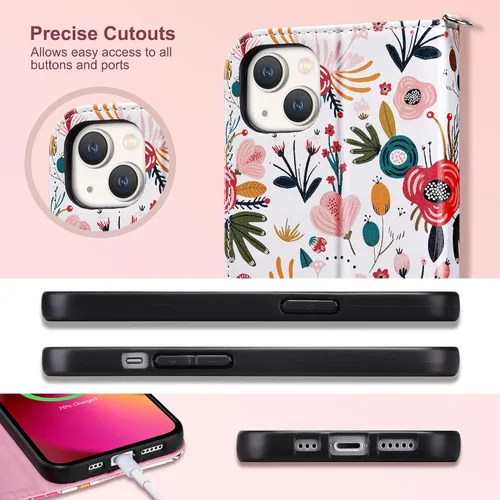 Miniatura 7 de ULAK Funda tipo cartera compatible con iPhone 13 para mujer, funda de piel PU premium con cierre tipo solapa con tarjetero y función de caballete