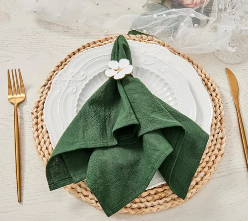 Miniatura 13 de Servilletas de tela de cena, 100% algodón suave, 12 piezas, 16'x16', champán