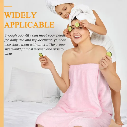 Miniatura 38 de 4 toallas envolventes para mujer, bata de spa con cierre ajustable, parte superior elástica, envoltura ligera para baño y ducha
