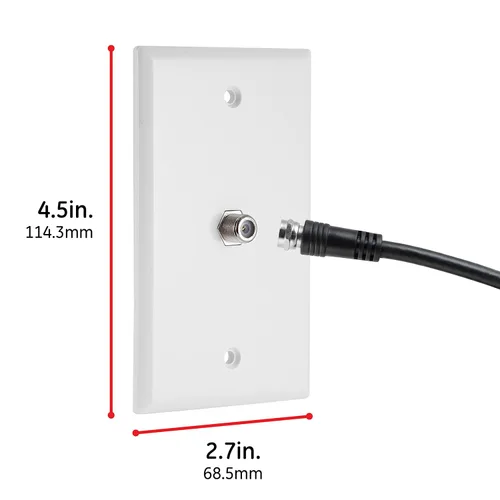 Miniatura 3 de GE Placa coaxial, 1 puerto, una conexión tipo F montada en la pared para cable coaxial, tornillos incluidos, una sola banda, blanco, 40050