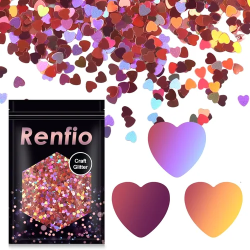 Miniatura 17 de Renfio Rompecabezas holográfico de 1.75 onzas, 1.76 oz, confeti con purpurina, formas de rompecabezas, mezcla de colores, lentejuelas gruesas