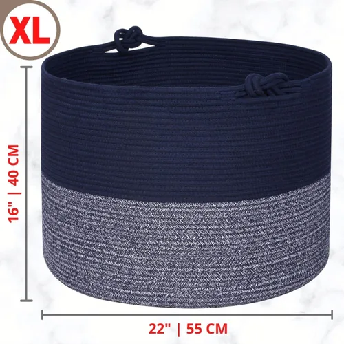 Miniatura 2 de MINTWOOD Design Cesta decorativa extragrande de 22 x 16 pulgadas de cuerda de algodón tejida para sala de estar con asas y cesta de lavandería