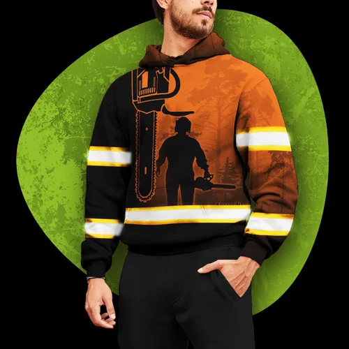 Miniatura 2 de Sudadera con capucha de alta visibilidad para hombres - Colección de trabajos con nombre personalizado Clase 3 Ropa de trabajo reflectante