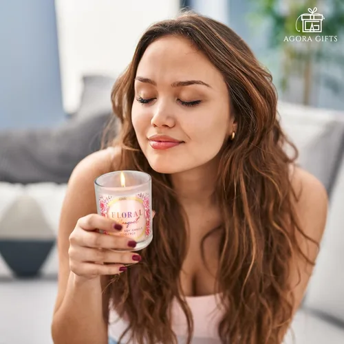 Miniatura 7 de Rose Candle – Velas perfumadas de lujo – Aroma de ramo floral relajante – 10% esencia de rosa para un aroma duradero – Vela de soja 100% con mecha